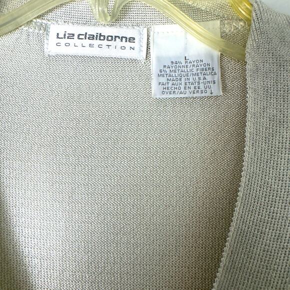 Vintage Liz Claiborne Sparkly Metallic Cardigan Sweater Size L NWT Pockets - Picture 2 of 4